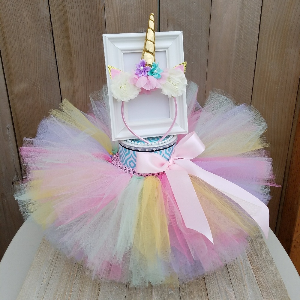 Gold Rainbow Unicorn Tutu set size 12 months